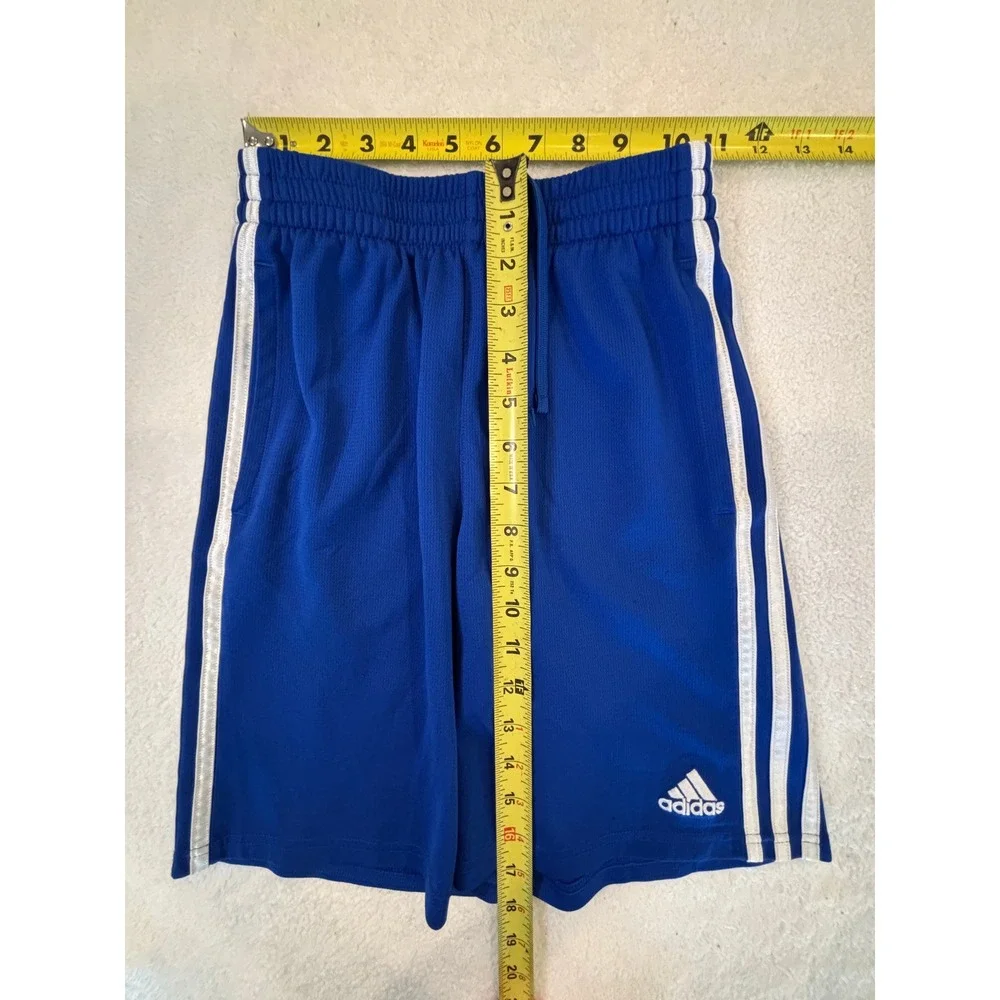 Adidas Boys Royal Blue 3-Stripe Mesh‎ Athletic Shorts Size Medium 10/12